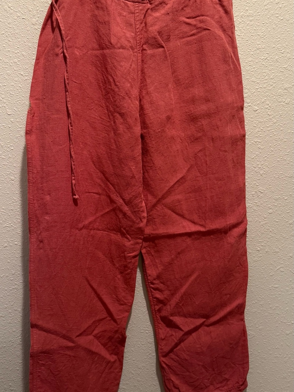 Relaxed Straight Leg Drawstring Pants in Coral 100% Hemp - Picture 6 of 9